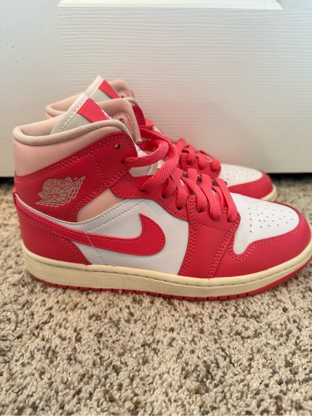 Jordan Mid-Top Sneakers in Pink and White